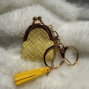 Woven Yellow Keychain Coin Purse